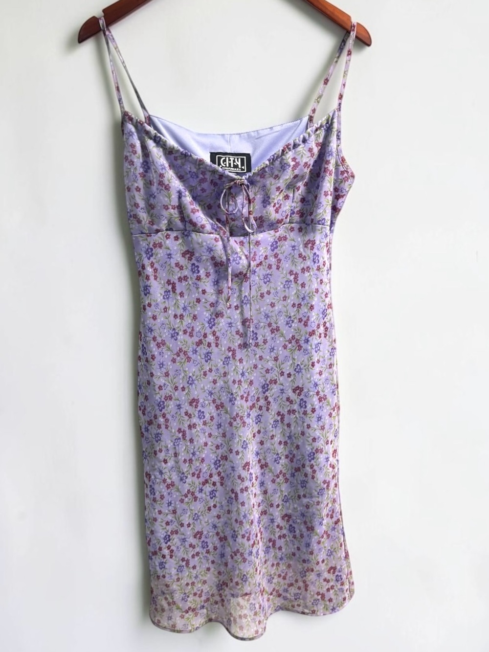 Y2K 2000s City Triangles Lilac Ditsy Floral Slip Dress Empire Waist Lavender S